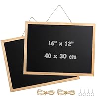2 PCS 40 * 30cm Wall Mounted Chalk Board, Small Blackboard Outdoor Chalkboard Wooden Framed Bulletin Board for Kitchen School Office Memo Message Notice Menu Board