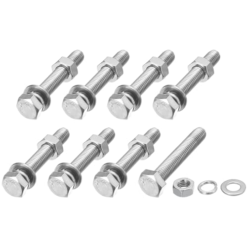 METALLIXITY Hex Head Screws Bolts, Nuts, Flat & Lock Washers Kits (M8-1.25x50mm) 8 Set, Stainless Steel Fully Threaded Machine Screws Bolt Set - for Home Appliance Equipment