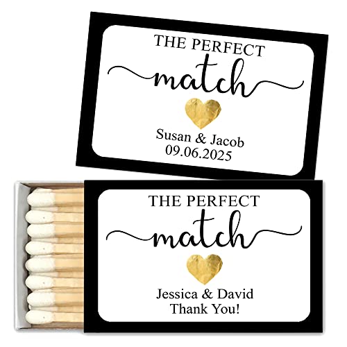 Gold Heart Perfect Match Wedding Favors Black Box