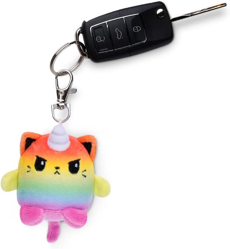 TeeTurtle | Plushie Charm Keychain | Angry Rainbow Kittencorn