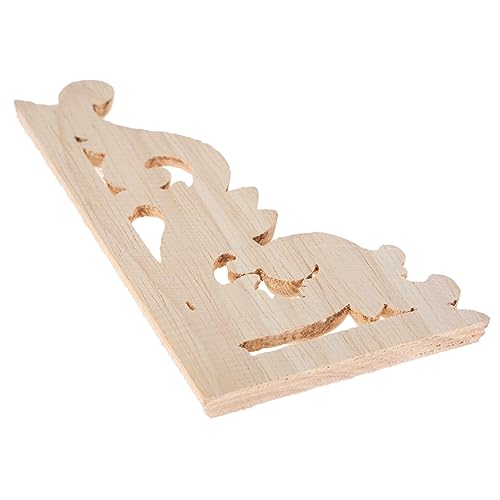 Aplique de esquina en madera tallada de 13x7 cm con diseño de flor hueca 4