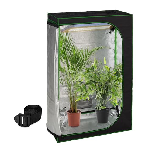Relaxdays Armario Cultivo Indoor, Carpa Invernadero Interior, Plantas y Hierbas, Opaco, 180 x 120 x 60 cm, Negro y Verde,...