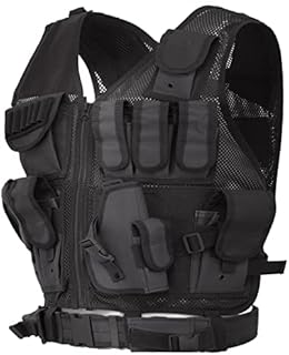 Lixada Tactical Vest Mens Polyester Military Hunting Waistcoat for Airsoft War Game Fishing Hiking