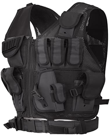 Lixada Tactical Vest Adjustable Molle Military Vest Airsoft Paintball Vest Breathable Combat Training Vest Assault Swat Vest for Outdoor Hunting Fishing CS Game Adults Men