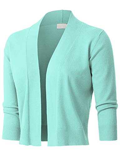 Womens Classic 3/4 Sleeve Open Front Cropped Bolero Cardigan (S~3XL)3