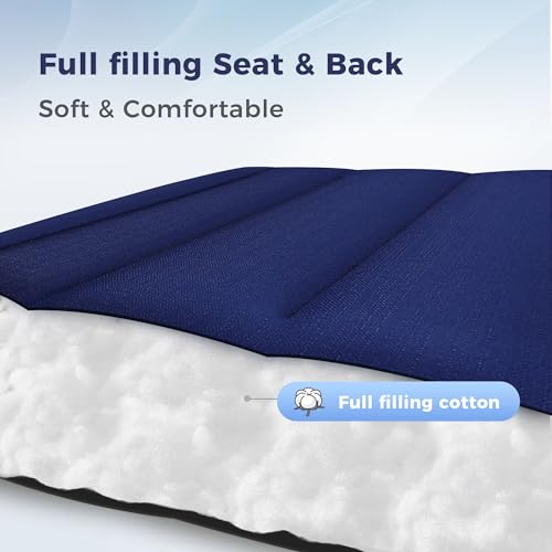 MAISON ARTS Padded Zero Gravity Lawn Chairs Set of 2 Foldable Patio Recliners Anti Gravity Lounge Chairs w/Pillow & Cup Holder Outdoor Camp Chairs for Poolside Backyard Beach, Blue - Thumbnail 5