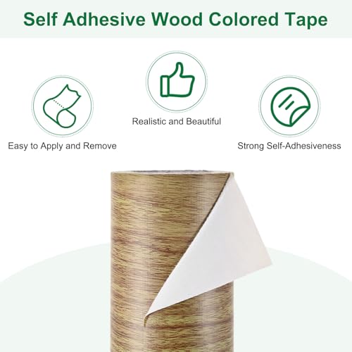 Image of M METERXITY 2-Roll Wood Grain Repair Tape, 2.24in x 15ft Textured Realistic Self-Adhesive Wood Floor Tape Contact Paper for Furniture /Floors /Home [Brown Pine]