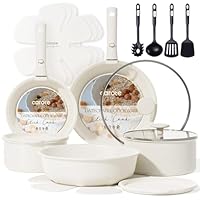 CAROTE 19pcs Pots and Pans Set, Nonstick Cookware Set Detachable Handle, Induction Kitchen Cookware Sets Non Stick with Removable Handle, RV Cookware Set, Oven Safe
