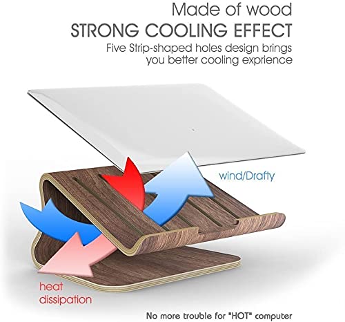 Samdi Laptop Stand Wood, Wooden Cooling Computer Holder, Notebooks Desktop Mount For Macbook Air, Pro 13 15, Ipad Pro 12.9, Dell Xps, Surface, Chromebook 11 To 17 (Walnut) #TOP1