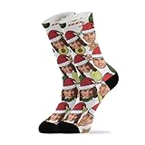 JUNZAN Personalized Socks with Face Custom Christmas Avocados Crew Socks with Photo Customized Gifts for Men Women White