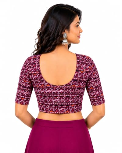 Image of Colorful Street Cotton Stretchable Round Neck Printed Blouse