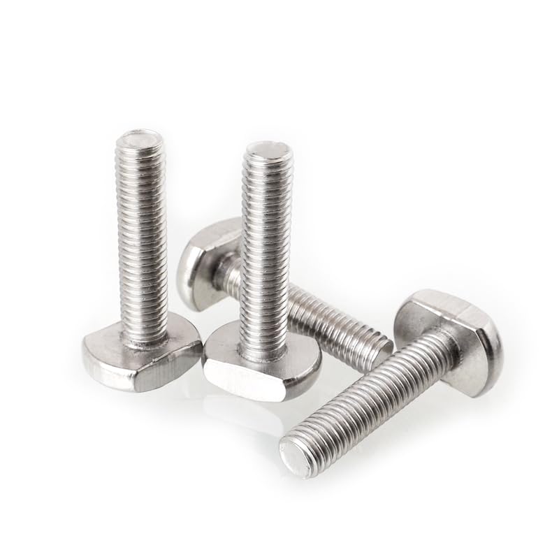 10PCS M5 M6 M8 M10 M12 A2 STAINLESS STEEL 304 T Hammer Head Bolt Screws T Slot Drop-In Stud Silver Tone - (Thread Diameter: M5, Length: 25mm)