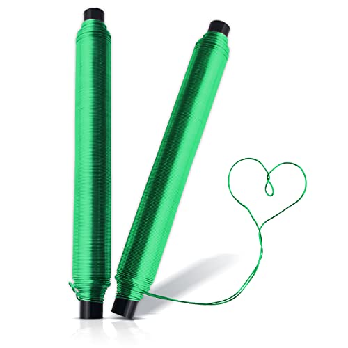 Oramics Alambre de encuadernación de alambre de metal, alambre de flores, enrollado en rollo, alambre de 40 m, arreglos florales, artesanía jardín (2 unidades verde) Cover