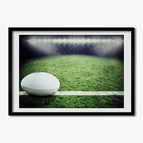 Peinture rugby cadre bois 70x50 cm Tulup pour décoration murale
