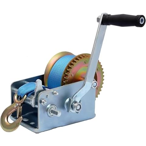 Favorite-Trade 3200 lbs Heavy Duty Hand Winch Towing Winch Hand Winch Cable Boat Trailer Marine Trailer Winch Gear Hand Winch Nylon Strap for ATV Boat Trailer Auto Cover