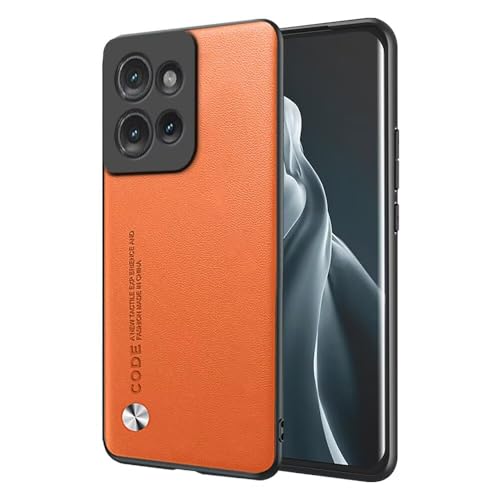 EASSGU Phone Case for Motorola Moto Edge 50 Neo/ThinkPhone 25 (6.36" Inches), Leather Back Business Style Phone Case - Orange
