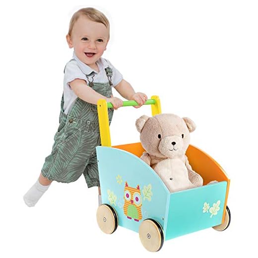 labebe - Baby Walker, Kid Shopping Cart Walker, Push Toy for 1-3 Years Old, Infant Wooden Walker, Sit to Stand Learning Walker, Toddler Outdoor Activity Walker, Children Walker Toy with Wheels - Owl