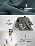 Bewakoof Męski t-shirt z bawełny z nadrukiem graficznym, krój oversize, Czarny_660979, XL
