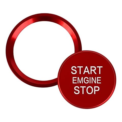 1 Pieces Car Engine Button Cover, Aluminium Push Start Button Sticker Red Car Engine Start Stop Button Ring Ignition Sticker for Audi A4L A6L Q5L A5 Q7 Cover