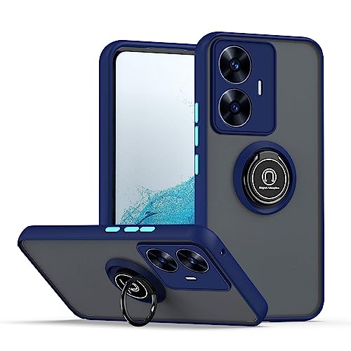 Cover per Realme C55 Traslucida Custodia Antiurto Antigraffio con Supporto Anello a 360° PC + Bumper Case - Reale tpu blu