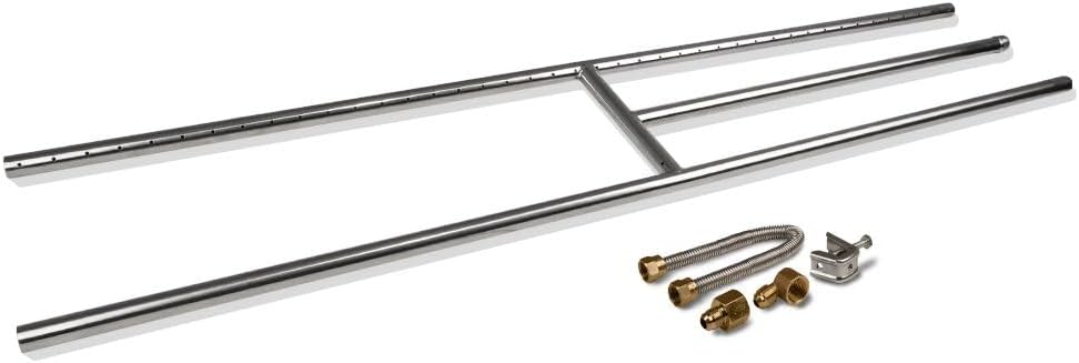 Golden Flame 36" x 6" (Natural Gas) Fire Pit and Fireplace H-Burner (304 Series SS) w/Connection kit