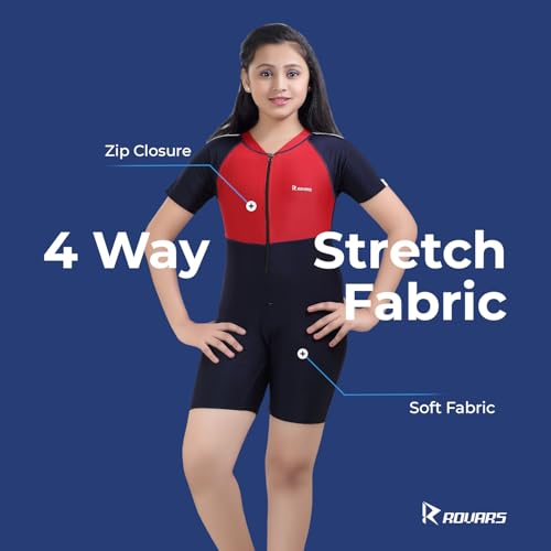 Image of ROVARS Unisex Swim & Skating Wear (Navy Blue Red - 8-9Yrs)