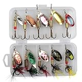Muzrunq Spinner Fishing Lures Sequin Rotating Fish Hook Artificial Fishing Baits Fishing Baits with Hooks Fishing Bait Crank Fish Hook Lifelike Fish Tackle 10Pcs.