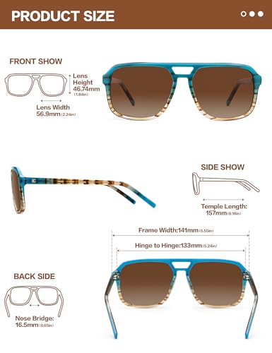 BIRCEN Women Polarized Acetate Sunglasses: Fashion Square Aviator Shades UV Protection for Trendy Laides Travel Beach Outdoor3