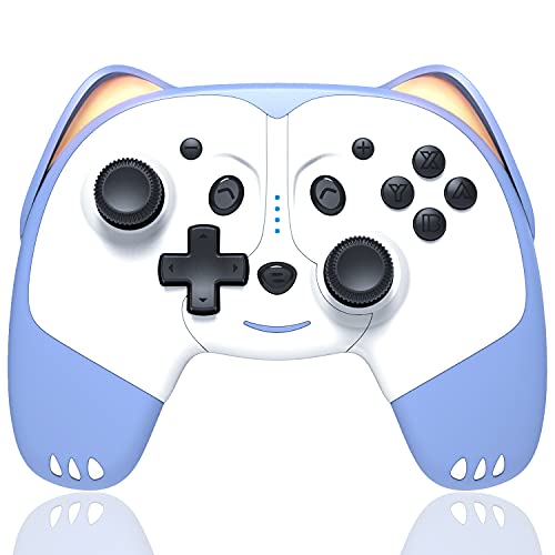 BMSARE Manette Switch, Manette pour Switch et Switch Lite, Bluetooth sans Fil Manettes Switch Pro Gamepad Joystick avec Gyroscope 6 Axes et Double Vibration, Turbo et Lumière Respiratoire Cover