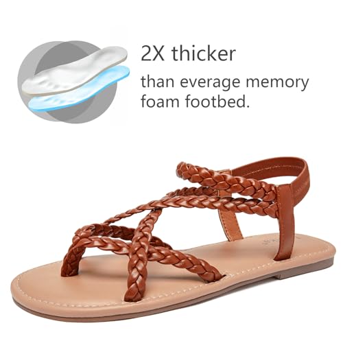 Image of Luoika Women's Wide Width Flat Sandals, Flip Flop Casual Strapy Sandals Slip on Summer Beach Shoes for Women.