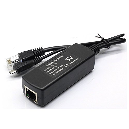 Image of ANVISION 2-Pack Active 5V 2.4A PoE Splitter Adapter IEEE 802.3af Compliant Micro USB 48V to 5V /2.4A for Tablets, Dropcam or Raspberry Pi, IPC, IP Camera and More