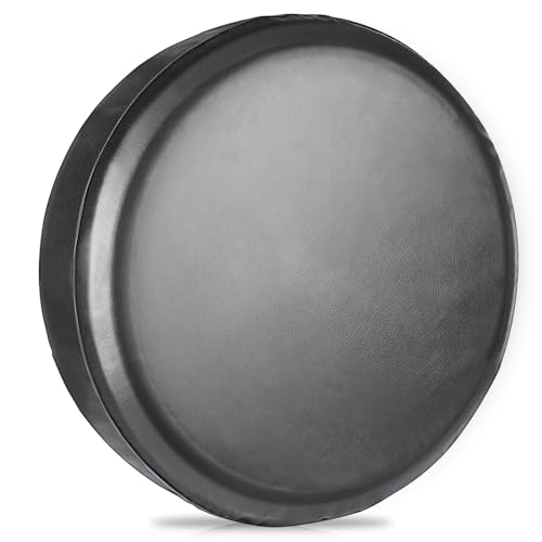 JNLK Spare Tire Cover Leather Wheel Cover for Jeep RV Trailer SUV, Truck, Camper, Waterproof Dust-Proof PVC Leather Tire Covers, Black (Fits Entire Wheel Size 25.59-27.2 inch)