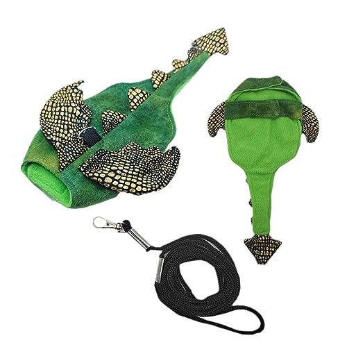 Image of 3 Packs Bearded Dragon Harness and Leash Adjustable(S,M,L) - Soft Leather Reptile Lizard Leash for Amphibians and Other Small Pet Animals (Dinosaur)