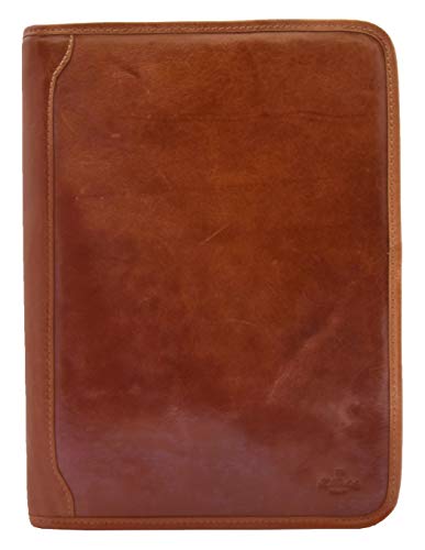 Sac folio sous les bras A4 avec dossier de conférence en cuir véritable marron