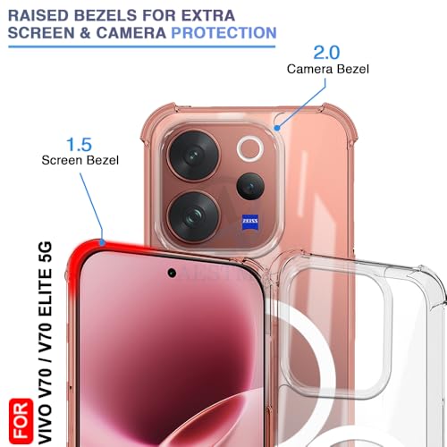 Image of AESTMO Clear Back Cover for Vivo V70 / V70 Elite 5G | 360 Protection | Transparent Back Cover for Vivo V70 / V70 Elite 5G (PC + TPU, Compatible with MagSafe Accessories, Transparent Bumper)