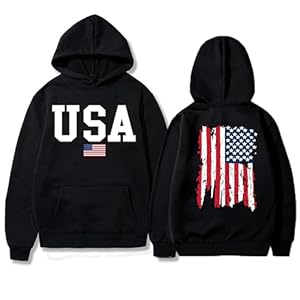 Vivimeng USA Sweatshirt Hoodie for Men American Flag Sweater Women Casual Long Sleeve Pullover Unisex USA Sweater Hooded