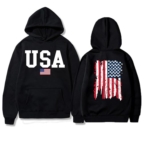 Vivimeng USA Sweatshirt Hoodie for Men American Flag Sweater Women Long Sleeve Pullover Unisex USA Sweater Hooded