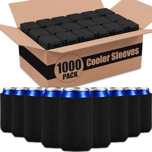 Image of Umigy 1000 Pcs Can Coolers Sleeves Bulk Blank, Black