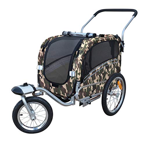 PAPILIOSHOP Argo – Klappbarer Hundeanhänger, Hundewagen und Fahrradanhänger für Hunde in S, M, L, Stabil und Belüftet, Ideal für Tiertransport und Outdoor-Aktivitäten (Tarnung small)