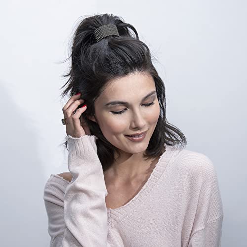 The Hair Edit Gunmetal Studded Hair Cuff Ponytail Holder Elastic thumb #1