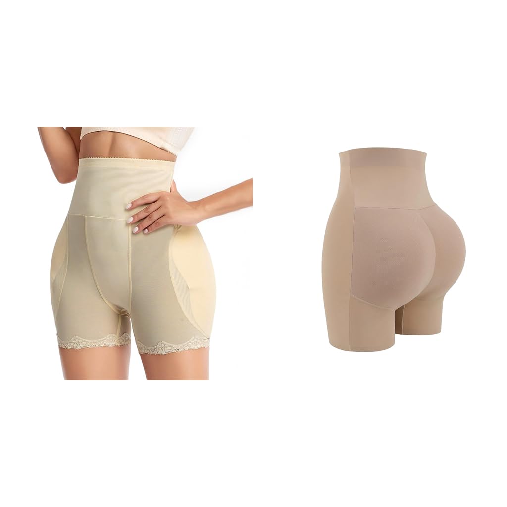 Butt Lifter Padded Underwear for Women with Hip Pads, Seamless Shapewear Shorts, Tummy Control High Waist Panties Combo, Hip Dip Enhancer, L, Beige & Apricot, for Everyday Confidence-image-26