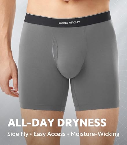 Image of DAVID ARCHY Mens Underwear Breathable Silky Soft Modal Boxer Briefs for Men Pack 4, Wide Waistband No Ride Up