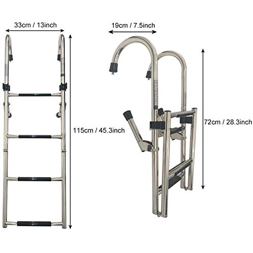 Escalera plegable de acero inoxidable 4 peldaños miniatura 2