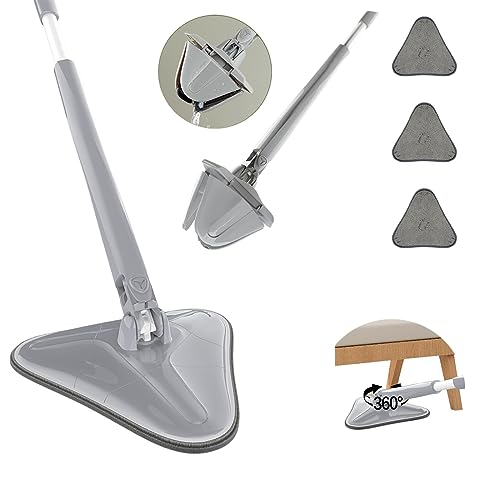 360° Rotatable Adjustable Cleaning Mop,Triangle Magic Mop with Thickened Long