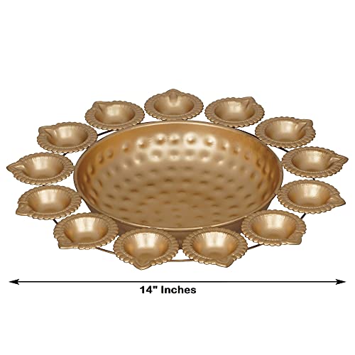 Webelkart Diya Shape Flower Decorative Urli Bowl For Home Handcrafted Bowl For Floating Flowers And Tea Light Candles Home ,Office And Table Decor| Diwali Decoration Items For Home ( 14 Inches) #TOP3