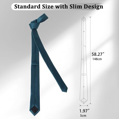 Image of Landisun Black Tie Men Women Solid Skinny Ties Slim Ties Satin Tie