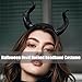 LUNROUG Black Devil Horns Headband Halloween Gothic Horn Hoop Headpiece Cosplay Dress Up Hair Accessories Ox Horn Hairdress for Women Men Girls Halloween Party Costume Hair Accessory
