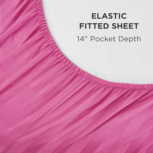 Juicy Couture Royal Dreams King Sateen 4 Piece Sheet Set - 100% Cotton Luxury Bed Sheets, Hot Pink
