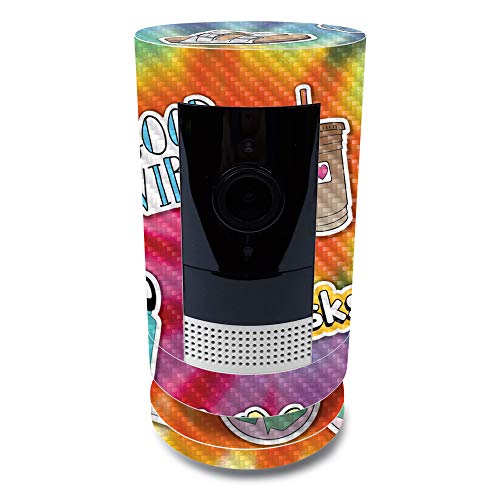 MightySkins Carbon Fiber Skin for Ring Stick Up Cam Battery - VSCO Girl | Protective, Durable Textured Carbon Fiber Finish | Easy to Apply, Remove, and Change Styles | Made in The USA