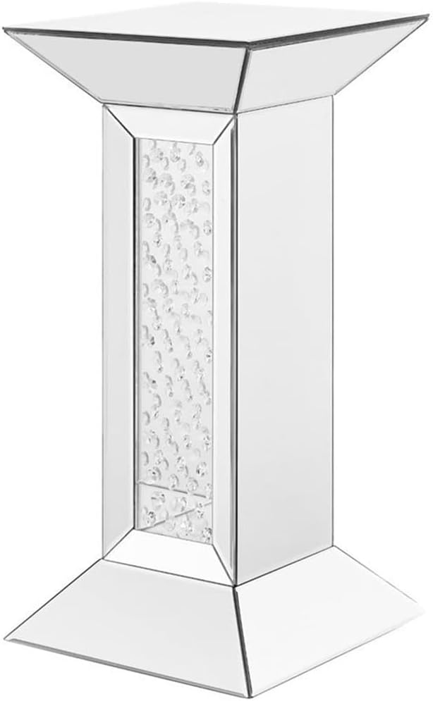 Elegant Decor Modern 12" Clear Crystal Mirrored Pedestal End Table